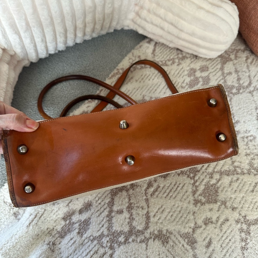 Vintage 1991 Dooney & Bourke AWL Satchel Original Receipt USA Cream Tan Leather - Picture 4 of 14